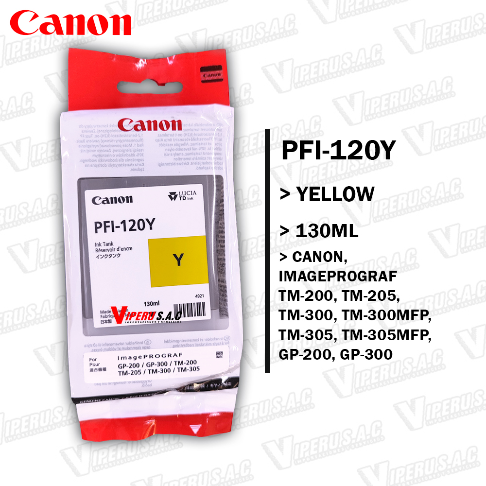 Tinta CANON PFI-120Y TM-200 130ML Original