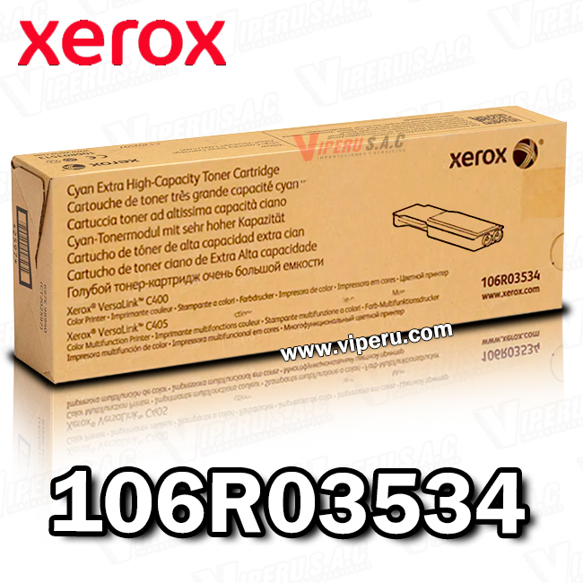 Toner XEROX 106R03534 Cyan Versa C400 8,000KPG Original