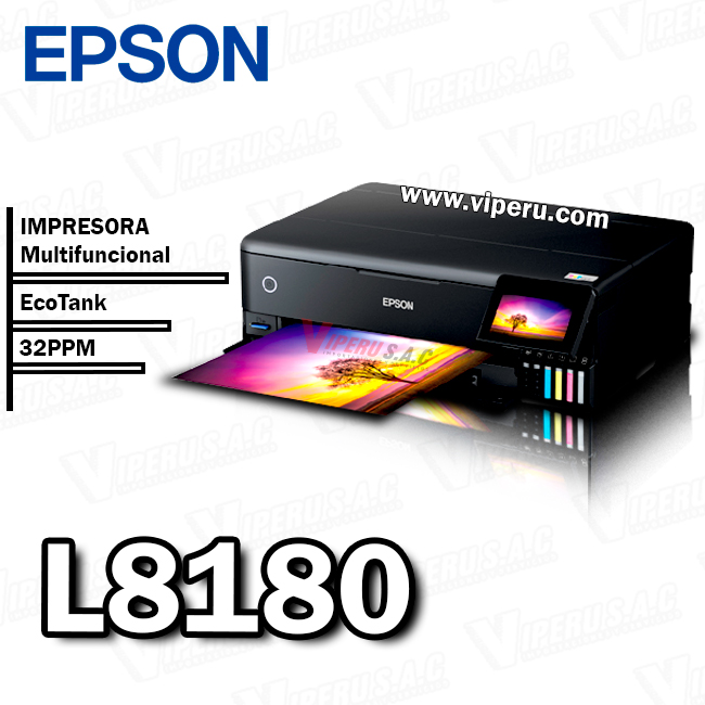 Impresora EPSON L8180 Multifuncional Black EcoTank 32PPM Original