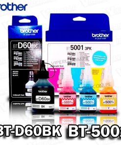 Juego de Tinta Brother Tripack BT-5001 Colores CMY y BTD-60BK Negro Original
