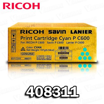 TONER RICOH 408311 CYAN LANIER P C600 ORIGINAL