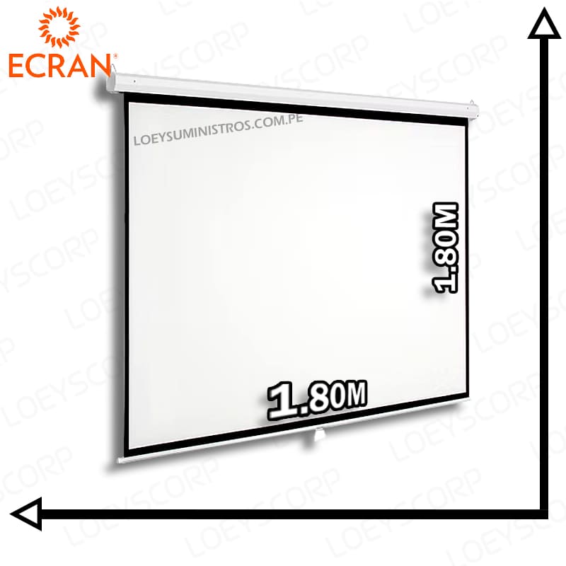 ECRAN MANUAL RETRACTIL 1.80M X 1.80M ParedTecho (Antireflex)