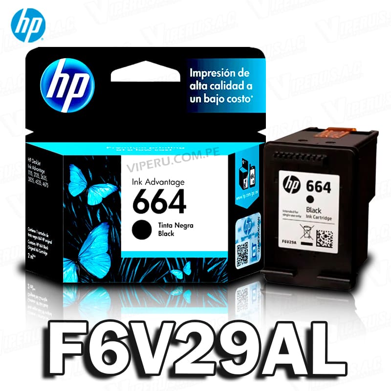 Cartucho de Tinta HP 664 (F6V29AL) Negro DeskJet Ink 3836