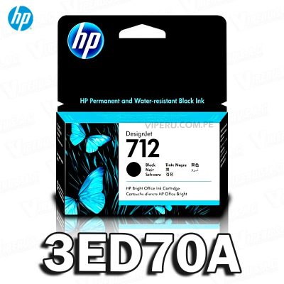 Cartucho de Tinta HP 712 (3ED70A) Black DesignJet T630 38ML