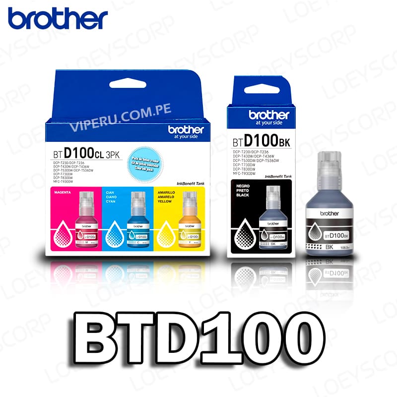 PACK BTD100 BROTHER COLOR Y NEGRA DCP-T530DW 12,500KPG